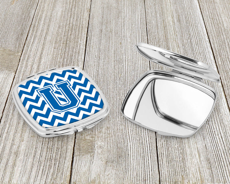 Letter U Chevron Blue and White Compact Mirror CJ1056-USCM