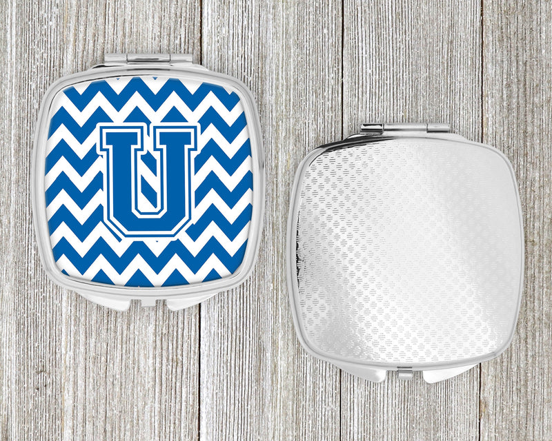 Letter U Chevron Blue and White Compact Mirror CJ1056-USCM