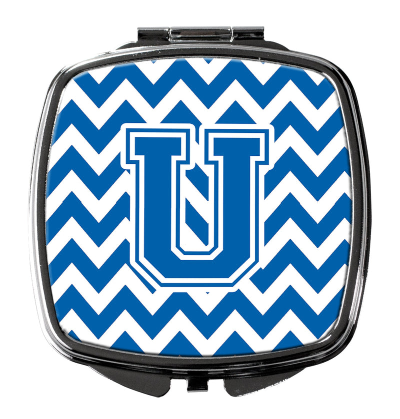 Letter U Chevron Blue and White Compact Mirror CJ1056-USCM