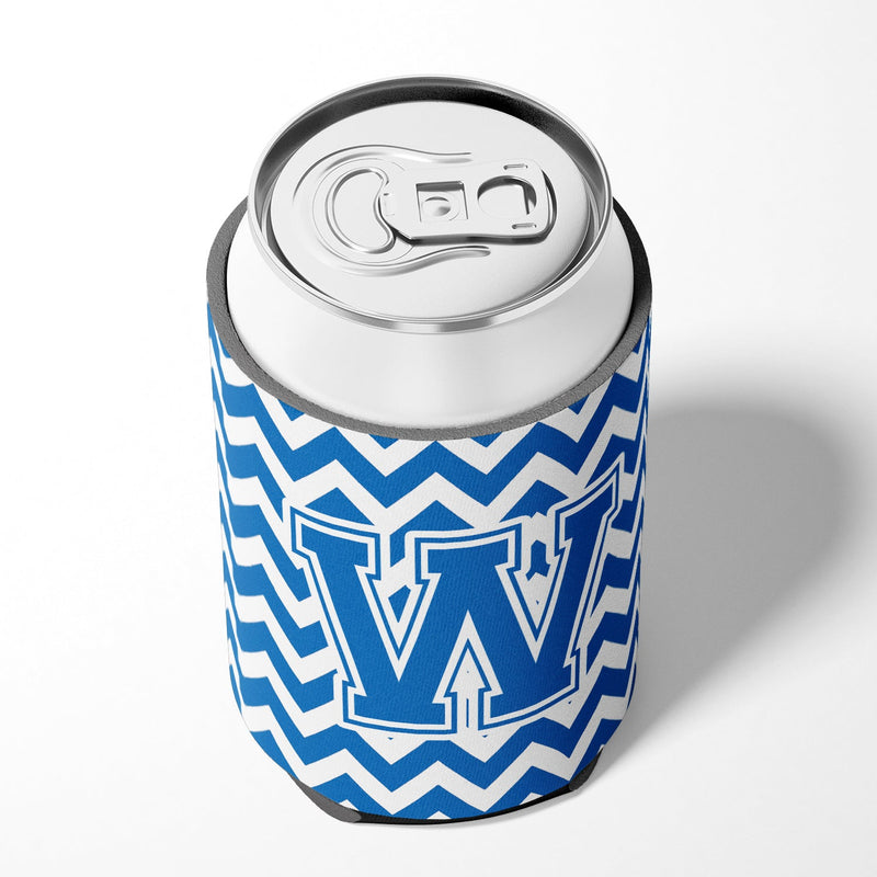 Letter W Chevron Blue and White Can or Bottle Hugger CJ1056-WCC