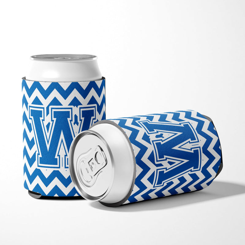 Letter W Chevron Blue and White Can or Bottle Hugger CJ1056-WCC