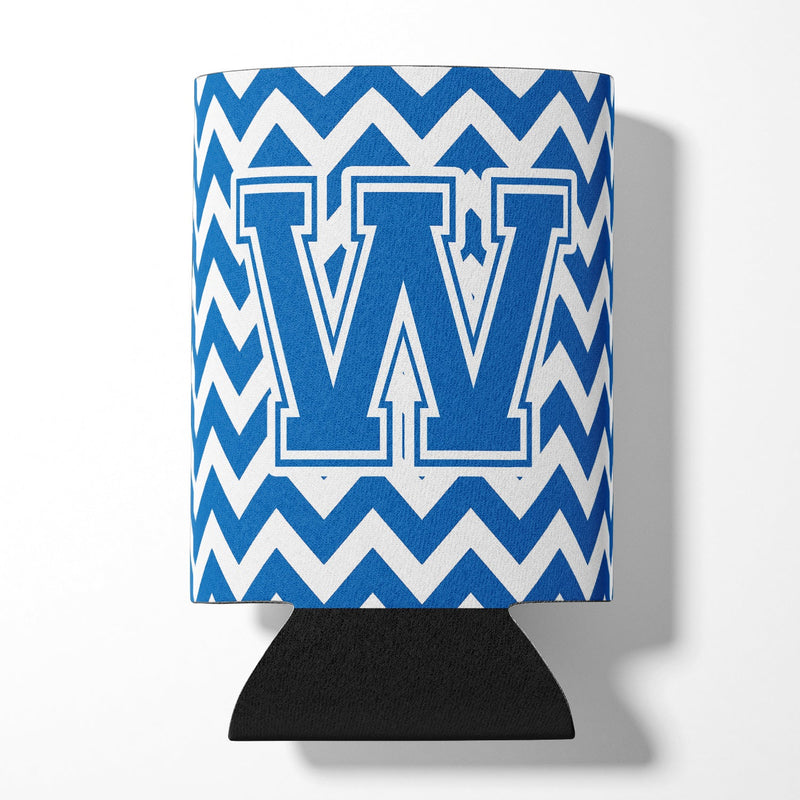 Letter W Chevron Blue and White Can or Bottle Hugger CJ1056-WCC