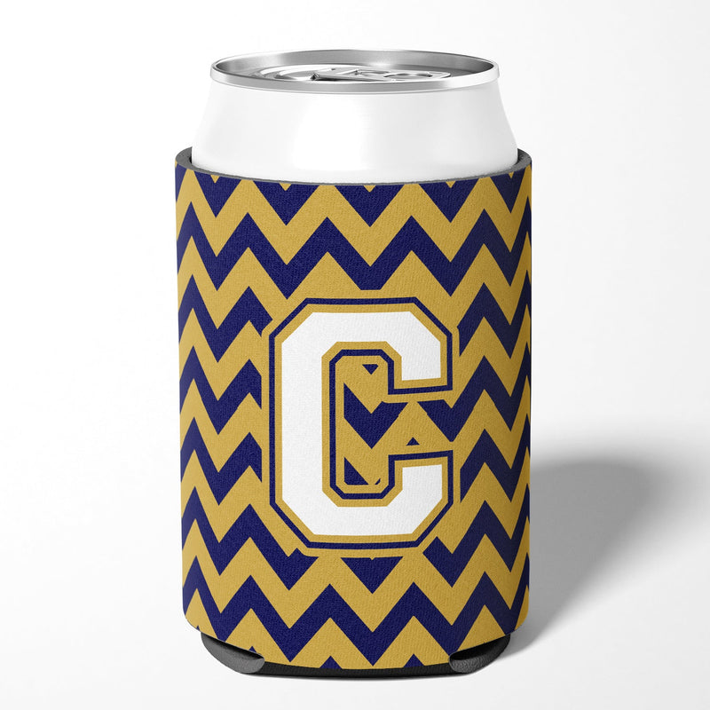 Letter C Chevron Navy Blue and Gold Can or Bottle Hugger CJ1057-CCC