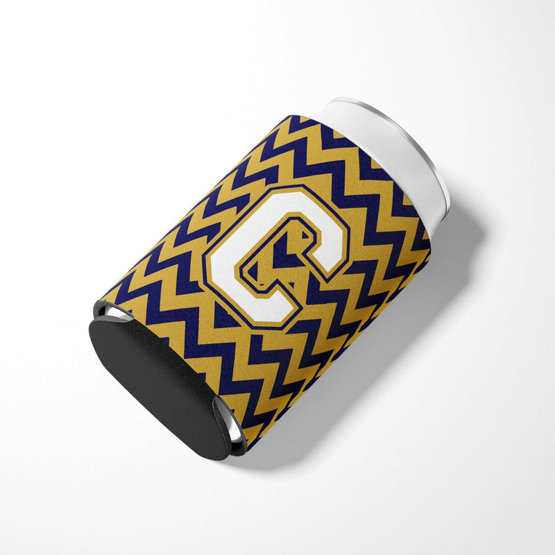 Letter C Chevron Navy Blue and Gold Can or Bottle Hugger CJ1057-CCC