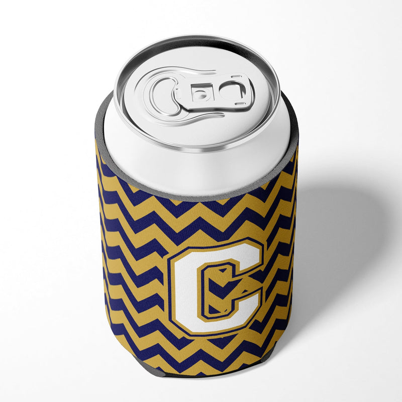 Letter C Chevron Navy Blue and Gold Can or Bottle Hugger CJ1057-CCC