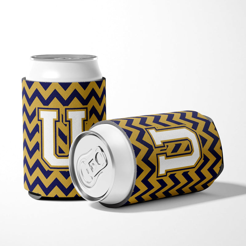 Letter U Chevron Navy Blue and Gold Can or Bottle Hugger CJ1057-UCC