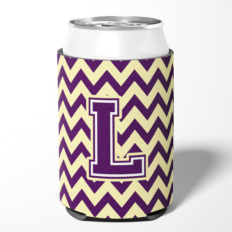 Letter L Chevron Purple and Gold Can or Bottle Hugger CJ1058-LCC