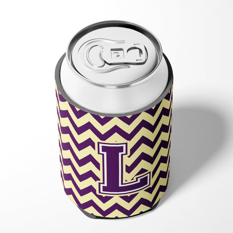 Letter L Chevron Purple and Gold Can or Bottle Hugger CJ1058-LCC