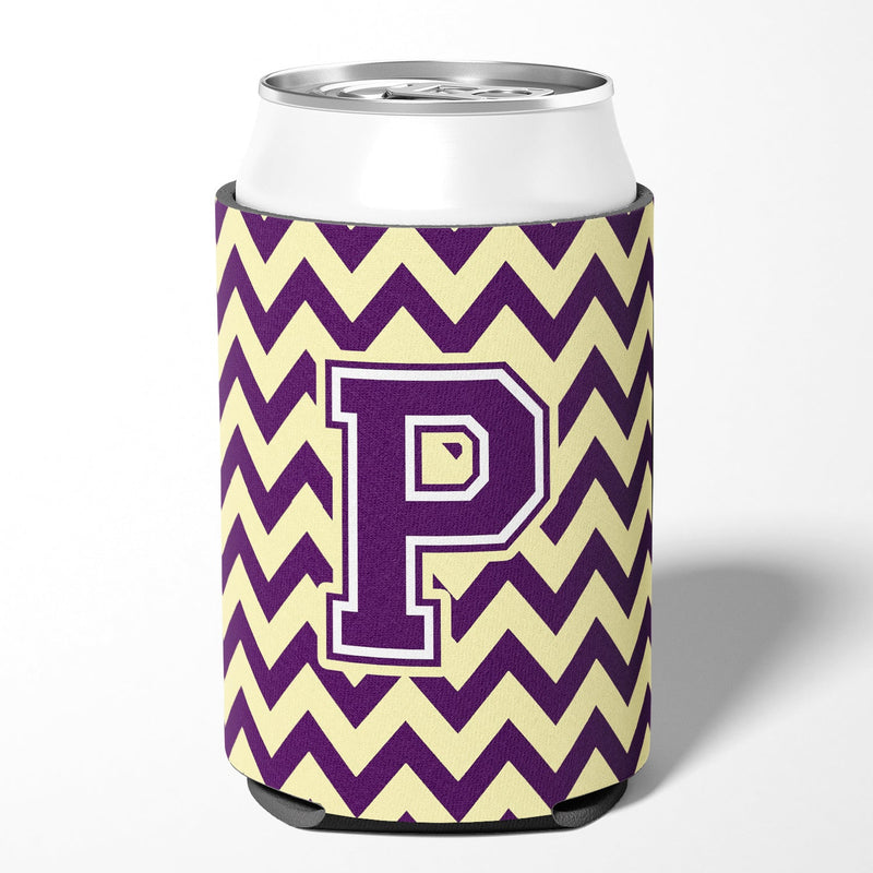 Letter P Chevron Purple and Gold Can or Bottle Hugger CJ1058-PCC