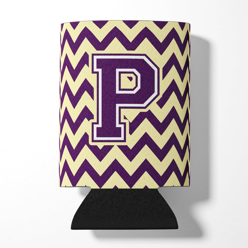 Letter P Chevron Purple and Gold Can or Bottle Hugger CJ1058-PCC