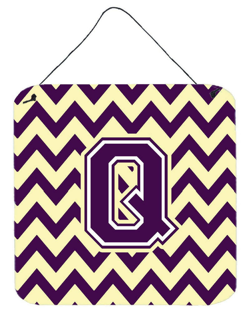 Letter Q Chevron Purple and Gold Wall or Door Hanging Prints CJ1058-QDS66