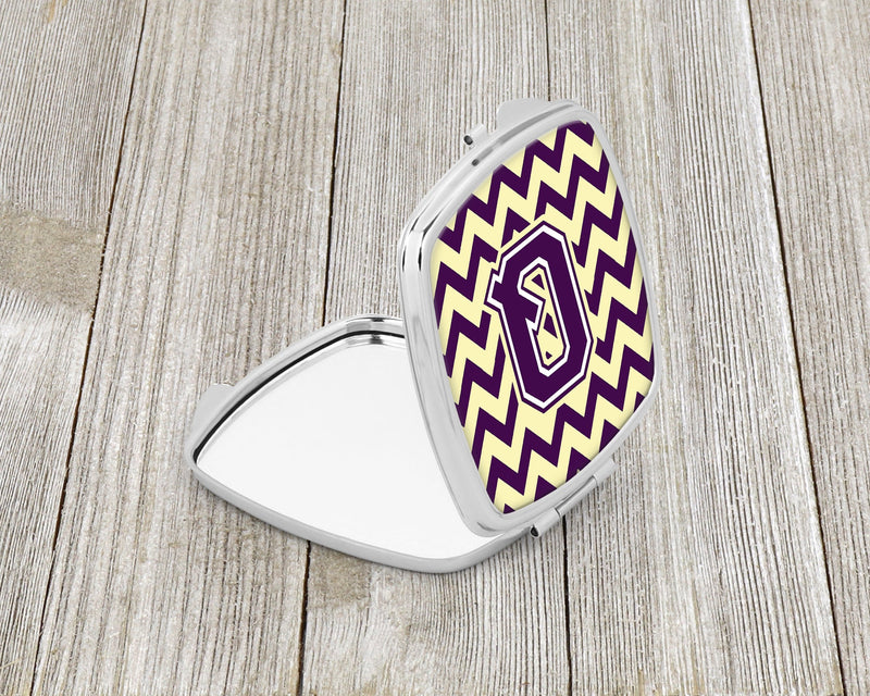 Letter Q Chevron Purple and Gold Compact Mirror CJ1058-QSCM