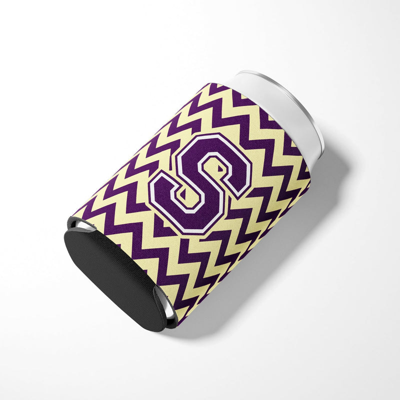 Letter S Chevron Purple and Gold Can or Bottle Hugger CJ1058-SCC