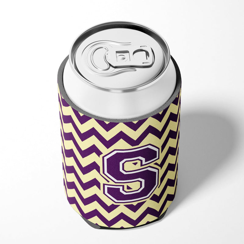 Letter S Chevron Purple and Gold Can or Bottle Hugger CJ1058-SCC