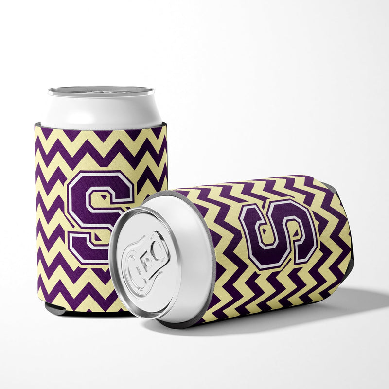 Letter S Chevron Purple and Gold Can or Bottle Hugger CJ1058-SCC