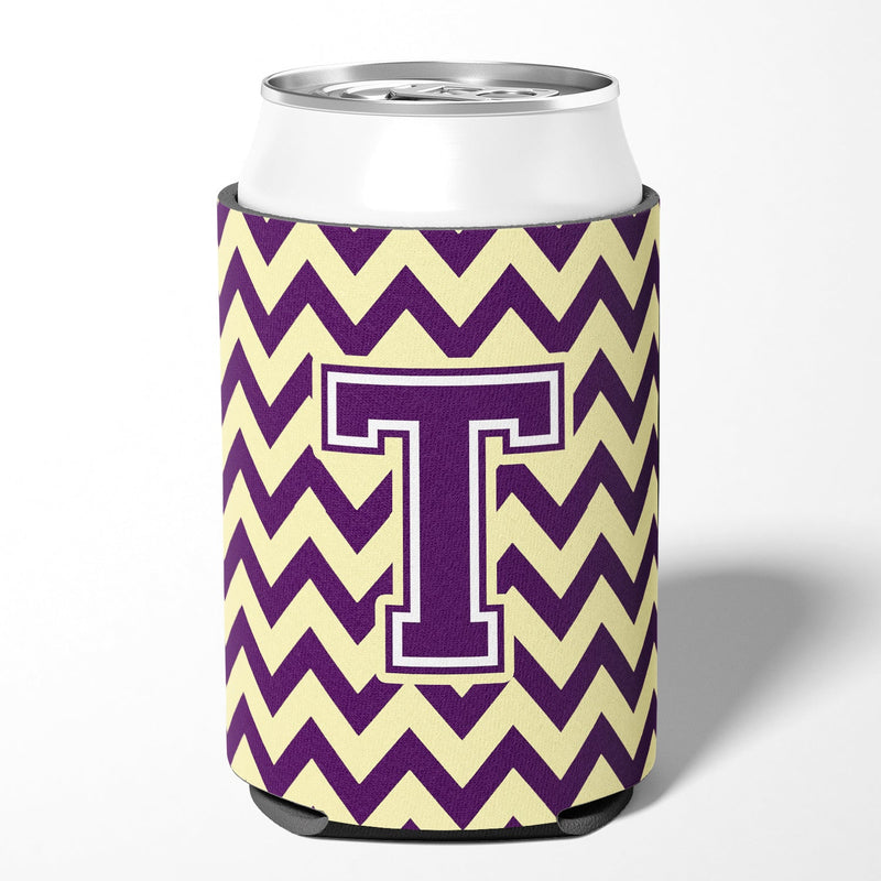 Letter T Chevron Purple and Gold Can or Bottle Hugger CJ1058-TCC