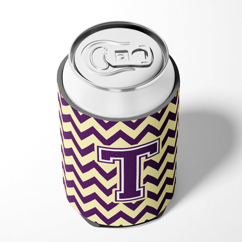 Letter T Chevron Purple and Gold Can or Bottle Hugger CJ1058-TCC