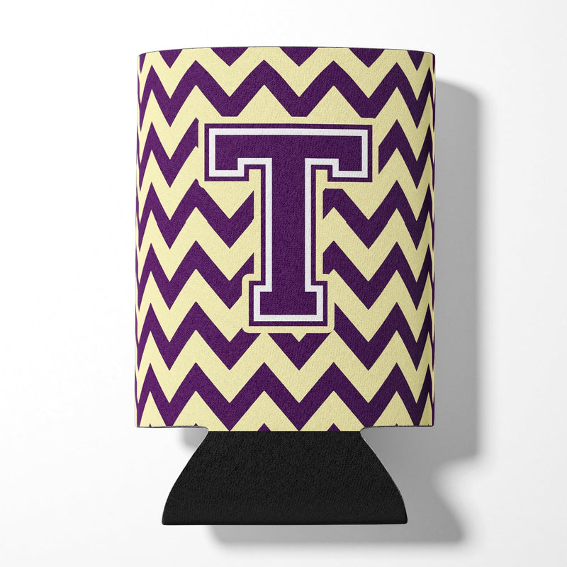 Letter T Chevron Purple and Gold Can or Bottle Hugger CJ1058-TCC