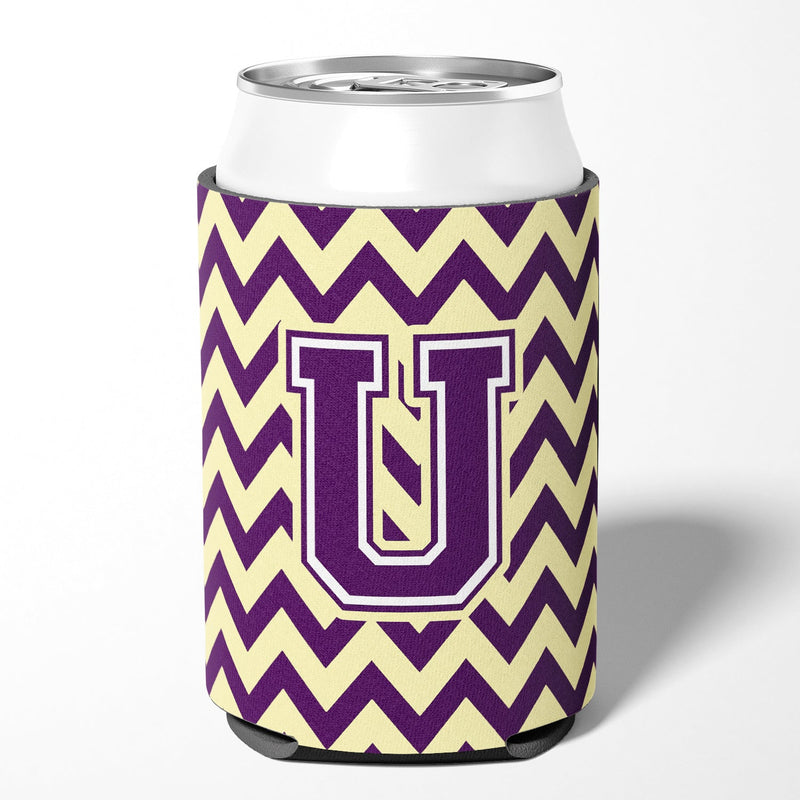 Letter U Chevron Purple and Gold Can or Bottle Hugger CJ1058-UCC