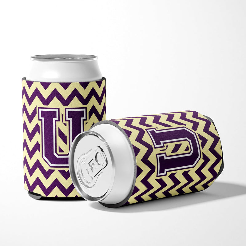 Letter U Chevron Purple and Gold Can or Bottle Hugger CJ1058-UCC