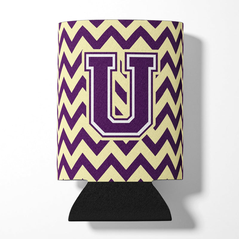 Letter U Chevron Purple and Gold Can or Bottle Hugger CJ1058-UCC