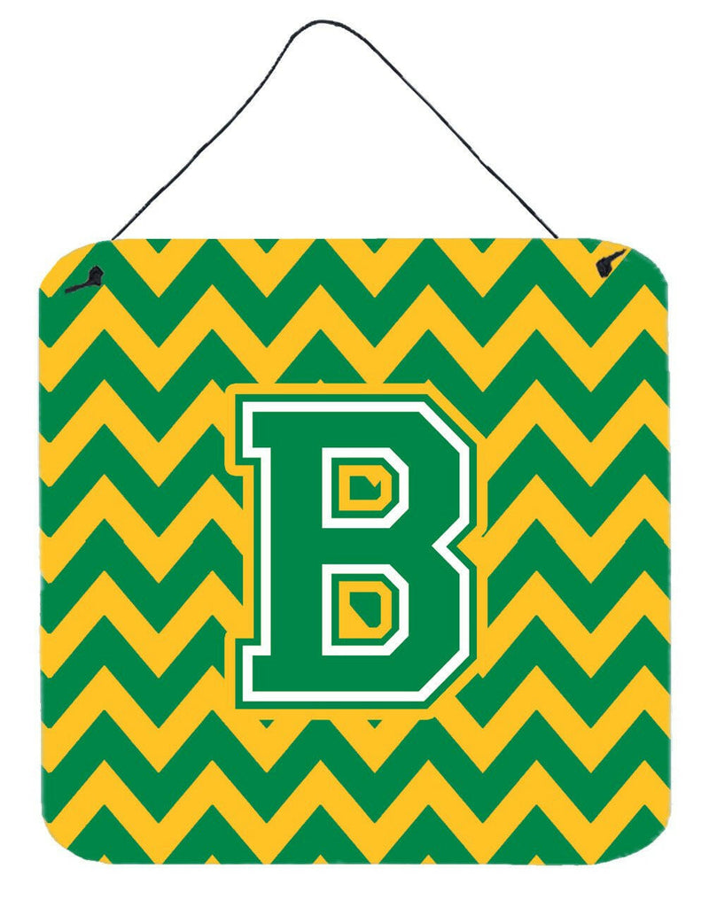 Letter B Chevron Green and Gold Wall or Door Hanging Prints CJ1059-BDS66