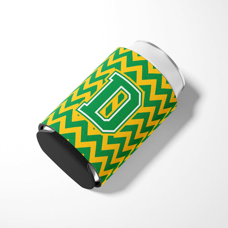 Letter D Chevron Green and Gold Can or Bottle Hugger CJ1059-DCC