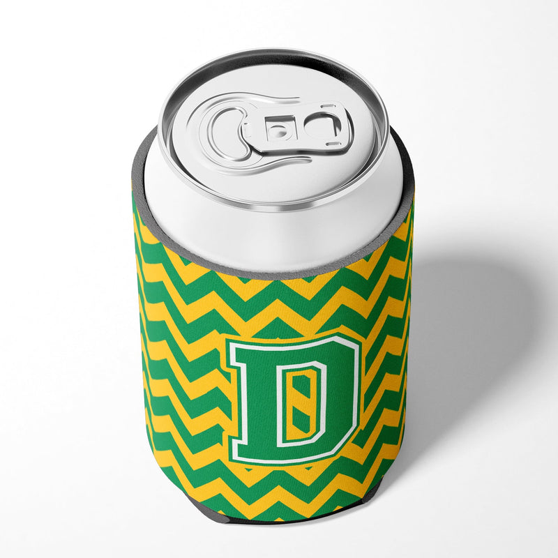 Letter D Chevron Green and Gold Can or Bottle Hugger CJ1059-DCC