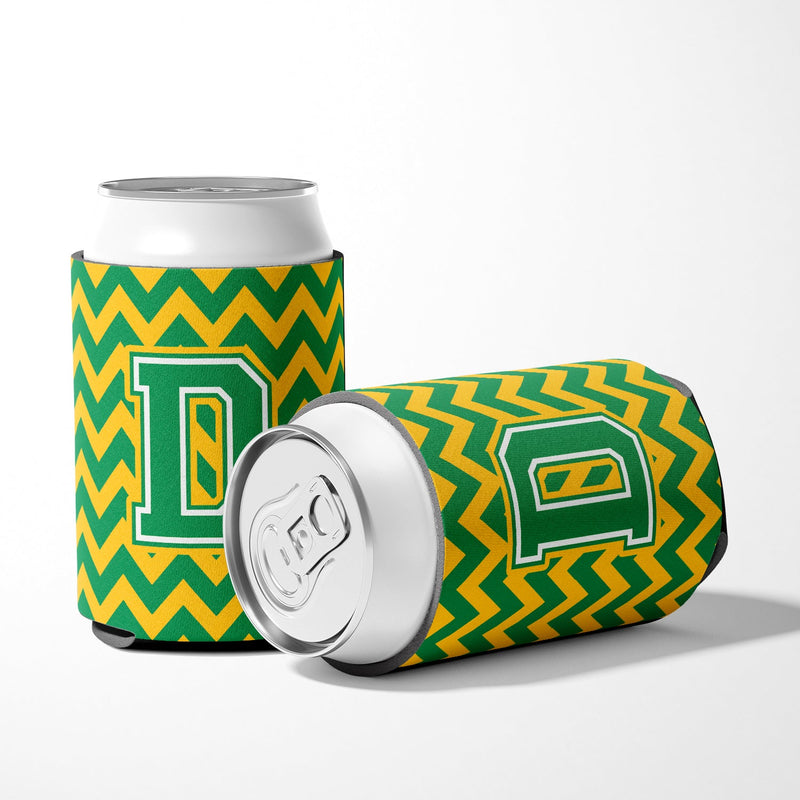 Letter D Chevron Green and Gold Can or Bottle Hugger CJ1059-DCC