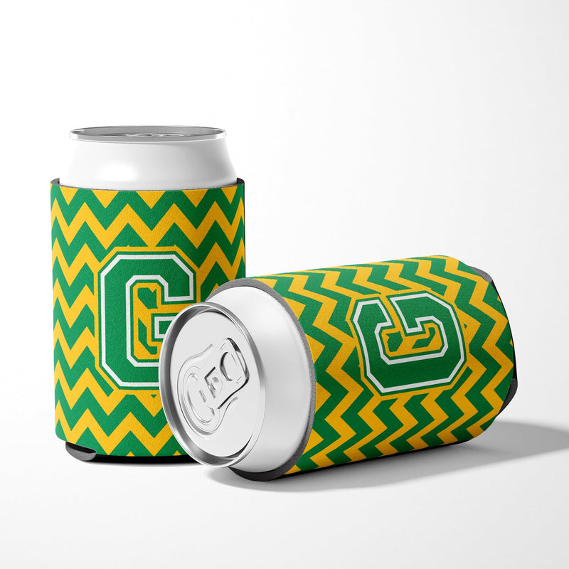 Letter G Chevron Green and Gold Can or Bottle Hugger CJ1059-GCC