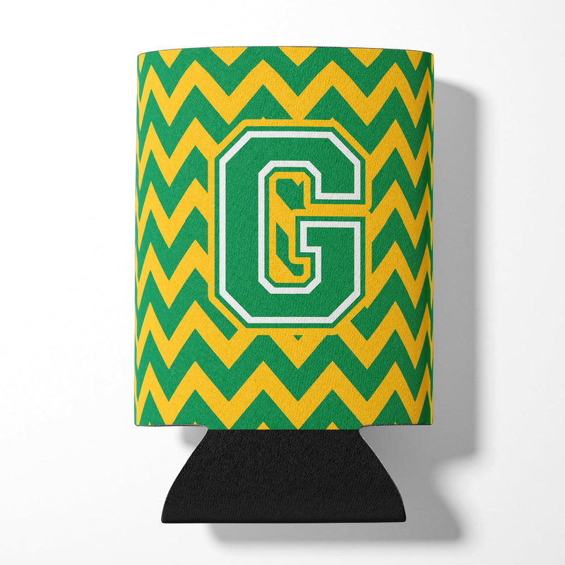 Letter G Chevron Green and Gold Can or Bottle Hugger CJ1059-GCC