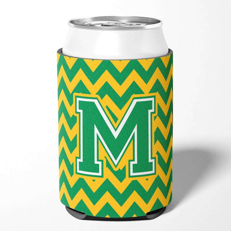 Letter M Chevron Green and Gold Can or Bottle Hugger CJ1059-MCC