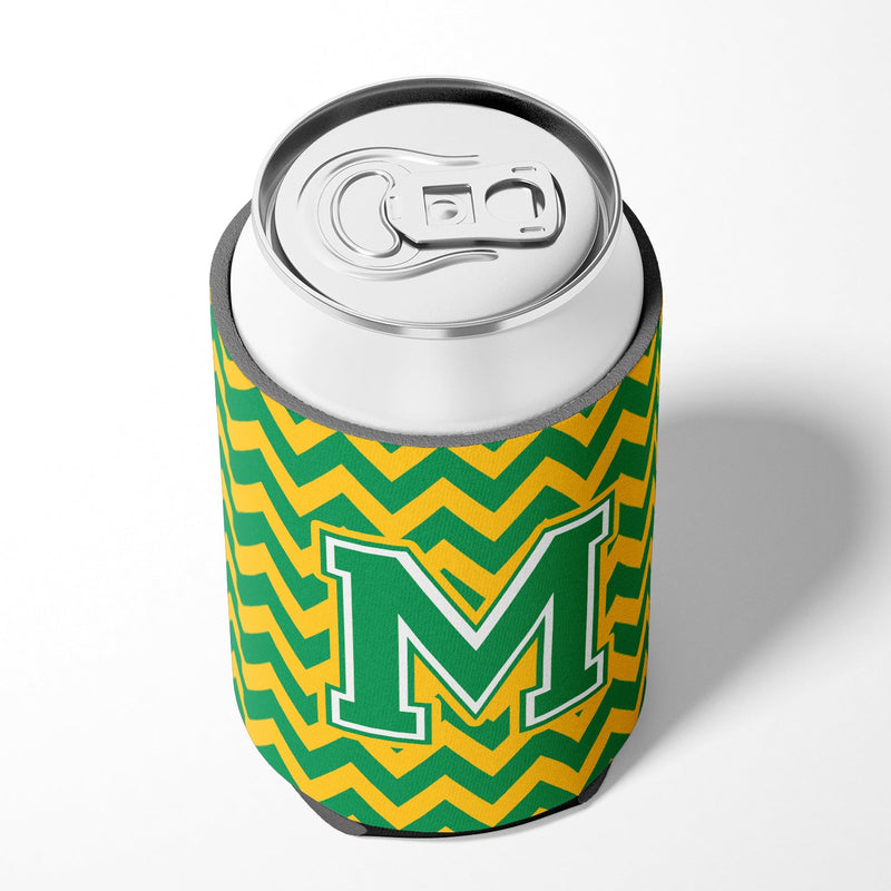 Letter M Chevron Green and Gold Can or Bottle Hugger CJ1059-MCC