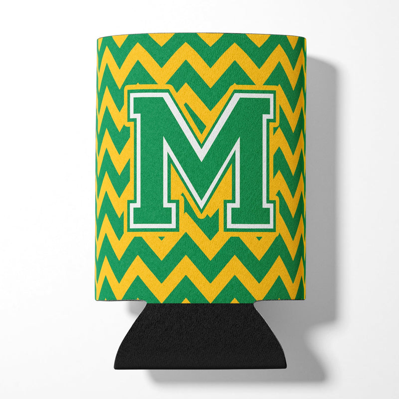 Letter M Chevron Green and Gold Can or Bottle Hugger CJ1059-MCC