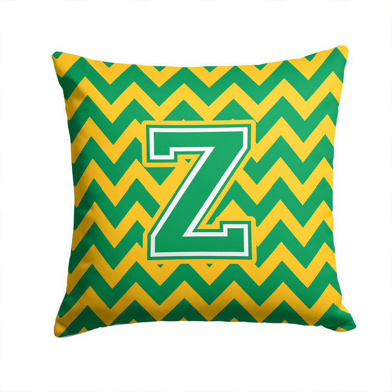 Letter Z Chevron Green and Gold Throw Pillow - 14x14 Decorative Pillow – Art for Your Home & Patio CJ1059-ZPW1414