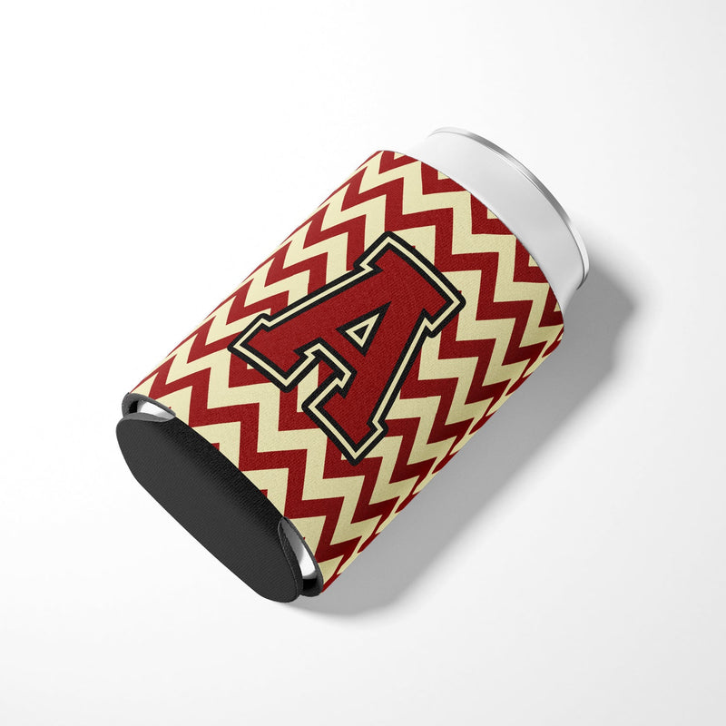 Letter A Chevron Maroon and Gold Can or Bottle Hugger CJ1061-ACC