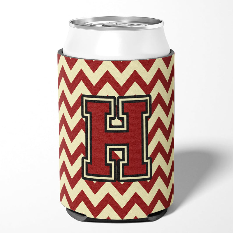 Letter H Chevron Maroon and Gold Can or Bottle Hugger CJ1061-HCC