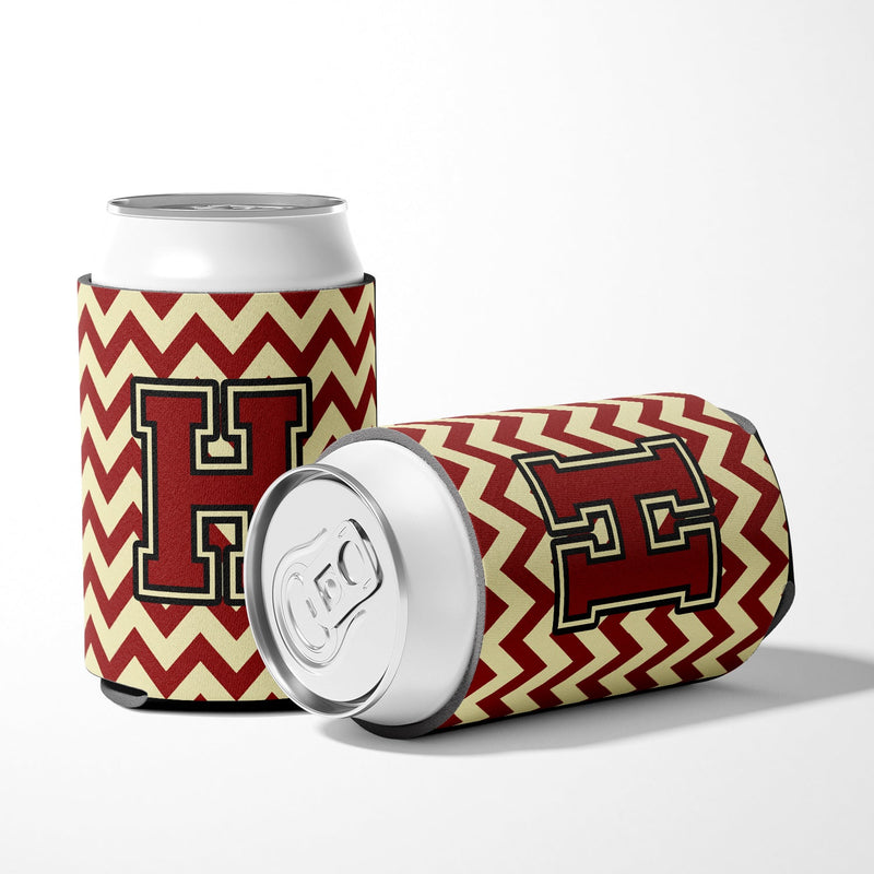 Letter H Chevron Maroon and Gold Can or Bottle Hugger CJ1061-HCC