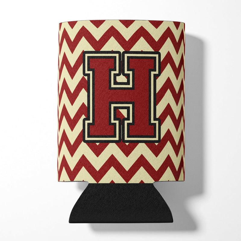 Letter H Chevron Maroon and Gold Can or Bottle Hugger CJ1061-HCC