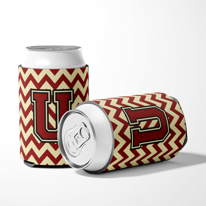 Letter U Chevron Maroon and Gold Can or Bottle Hugger CJ1061-UCC