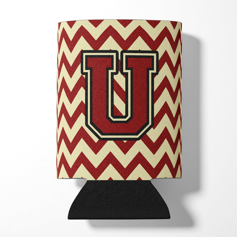 Letter U Chevron Maroon and Gold Can or Bottle Hugger CJ1061-UCC