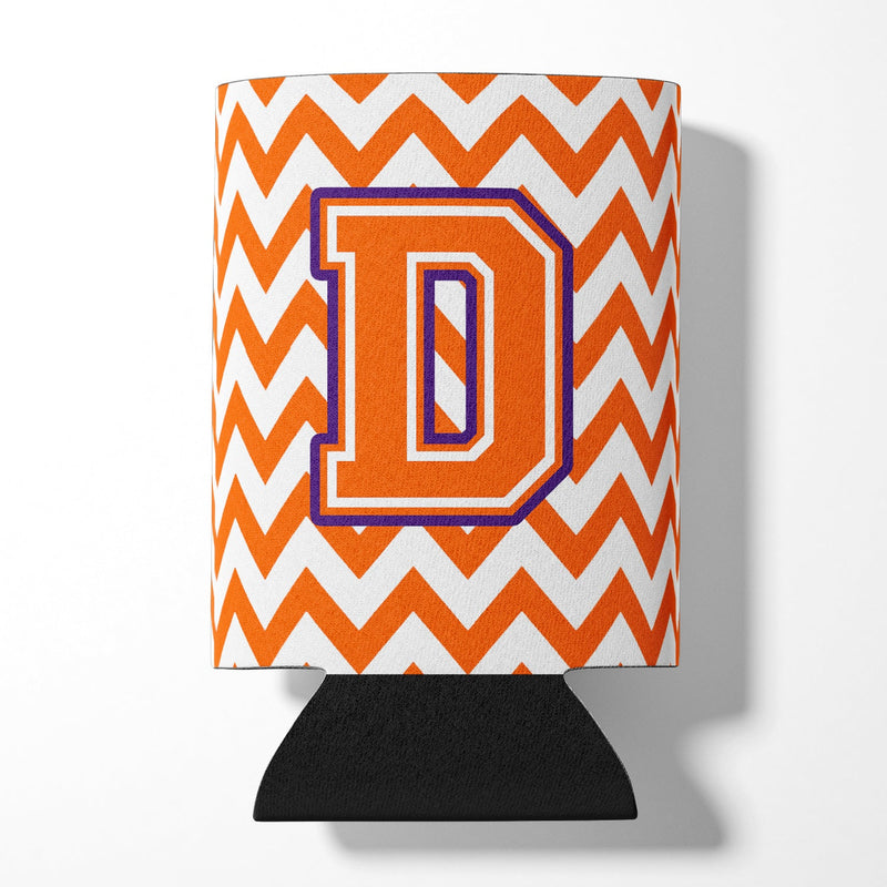 Letter D Chevron Orange and Regalia Can or Bottle Hugger CJ1062-DCC