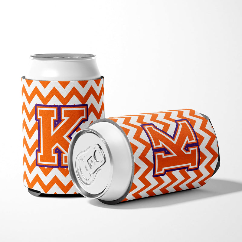 Letter K Chevron Orange and Regalia Can or Bottle Hugger CJ1062-KCC