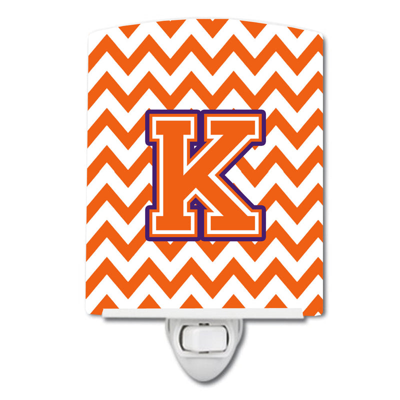 Letter K Chevron Orange and Regalia Ceramic Night Light CJ1062-KCNL