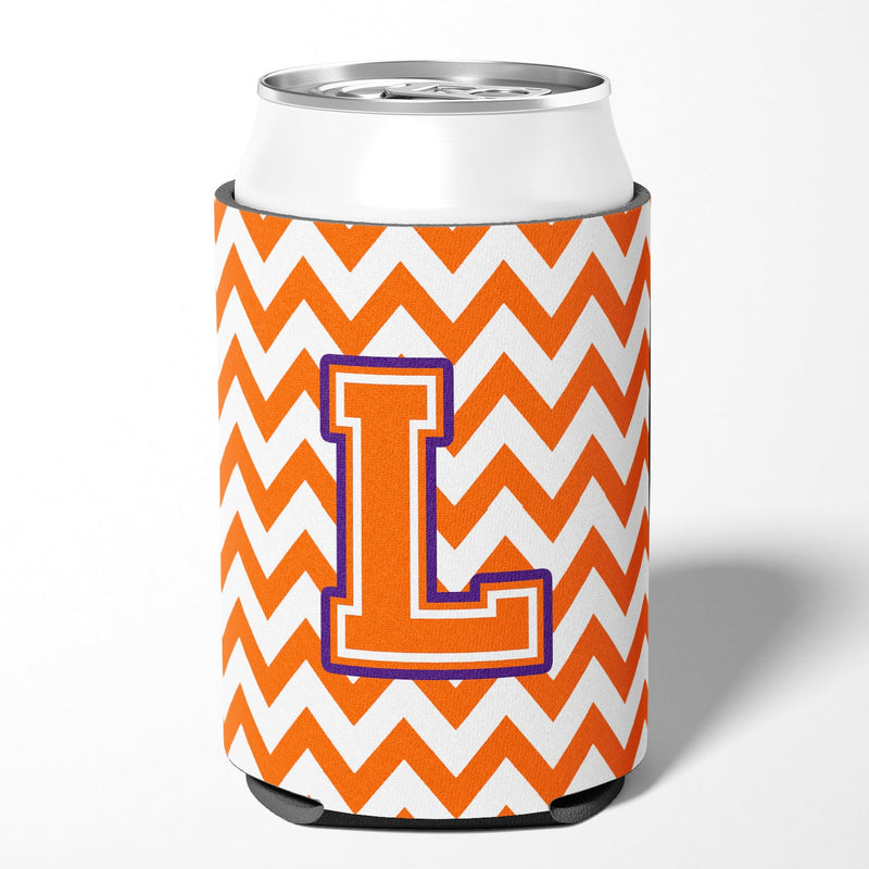 Letter L Chevron Orange and Regalia Can or Bottle Hugger CJ1062-LCC