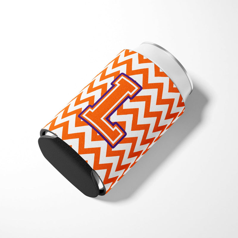 Letter L Chevron Orange and Regalia Can or Bottle Hugger CJ1062-LCC