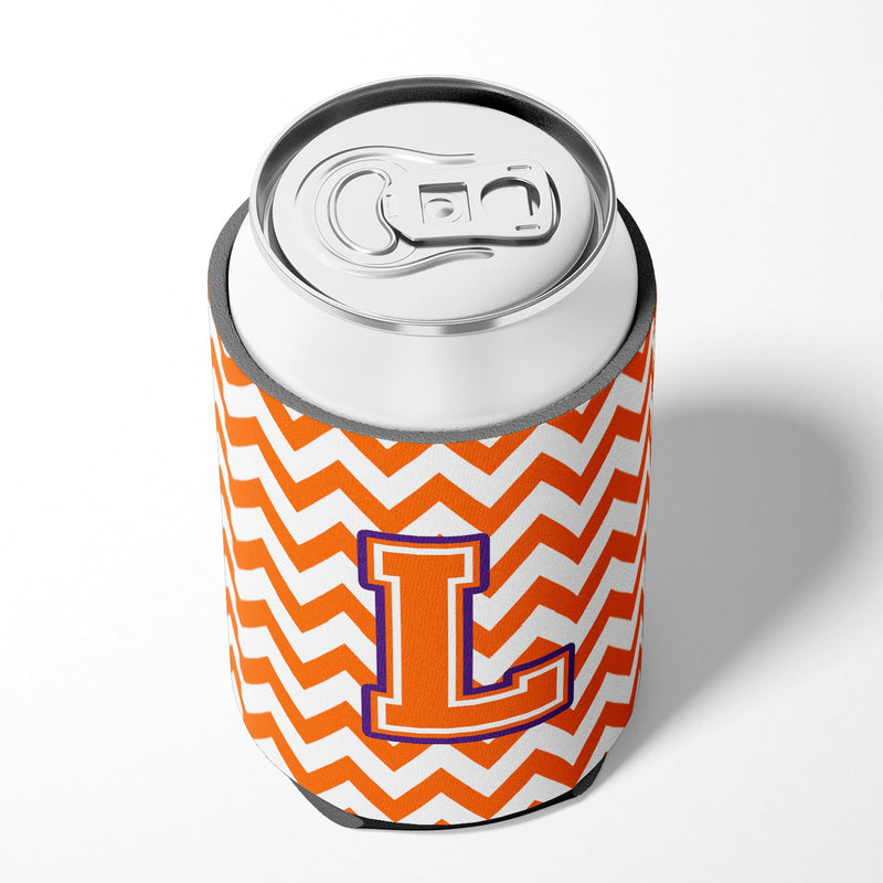 Letter L Chevron Orange and Regalia Can or Bottle Hugger CJ1062-LCC