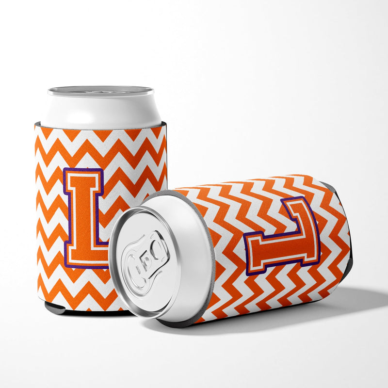 Letter L Chevron Orange and Regalia Can or Bottle Hugger CJ1062-LCC