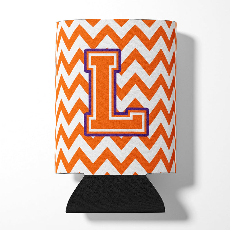 Letter L Chevron Orange and Regalia Can or Bottle Hugger CJ1062-LCC