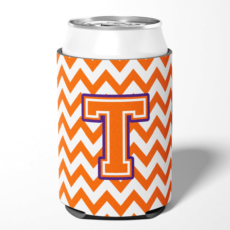 Letter T Chevron Orange and Regalia Can or Bottle Hugger CJ1062-TCC